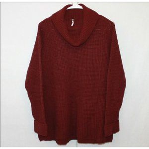 Free People L Maroon Knit Wool Turtleneck Sweater